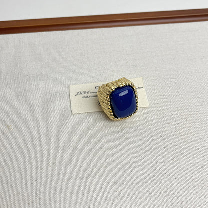 Large square resin open ring for women European and American light luxury niche high-end index finger ring retro design ring